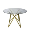 Modern Round Glass Table with Metal Legs – Gold or Silver Finish