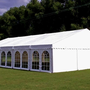 Frame Tent – 7m x 12m (White with Clear Windows)